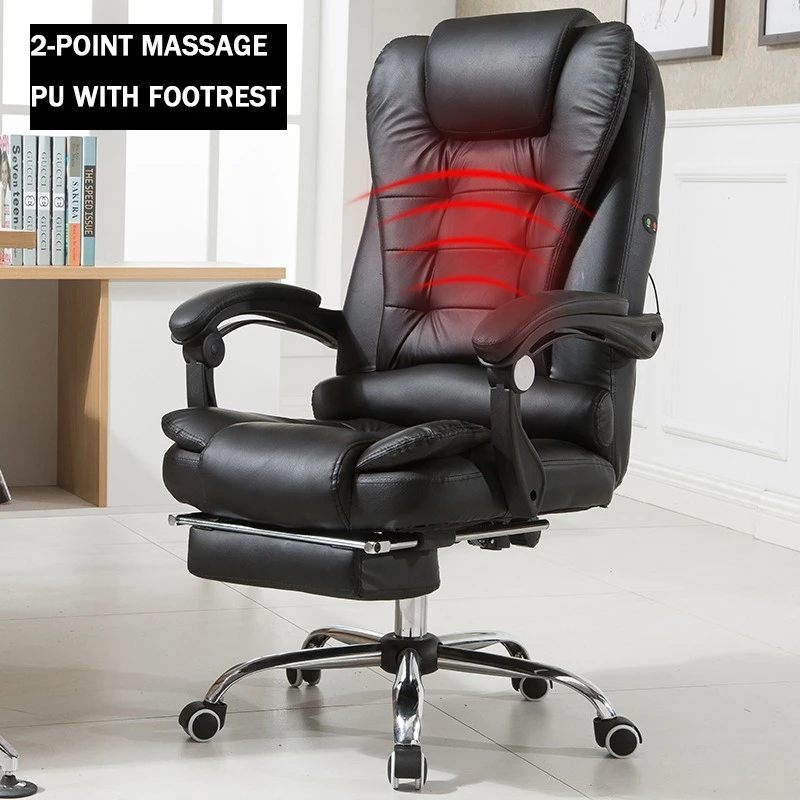 Black2 with footrest Высокое качество H808-5 Boss Poltrona Esports офисное кресло эргономичное Синтетическая кожа может лежать массаж офисная мебель - Цвет: Black2 with footrest
