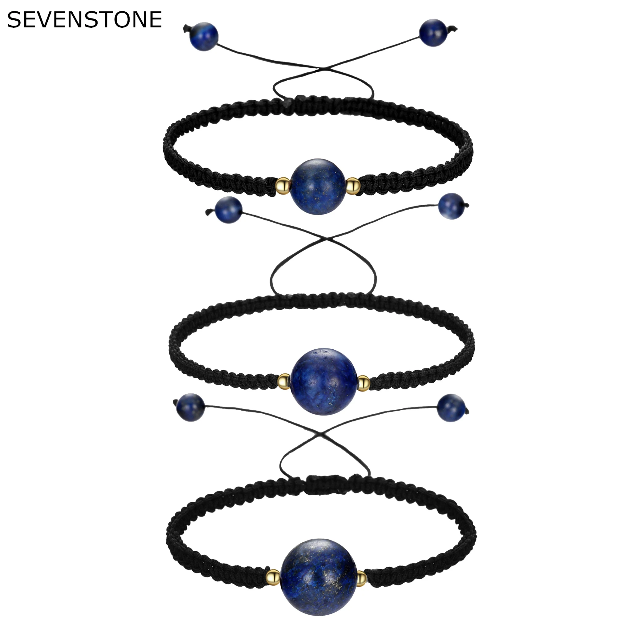 SEVENSTONE браслеты для женщин натуральный камень реики ручной работы Плетение