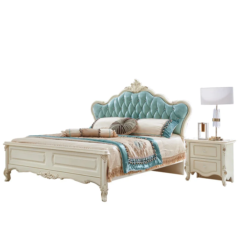 Простая двуспальная кровать в европейском стиле 1 5 м 8 мягкая сумка из белого дуба