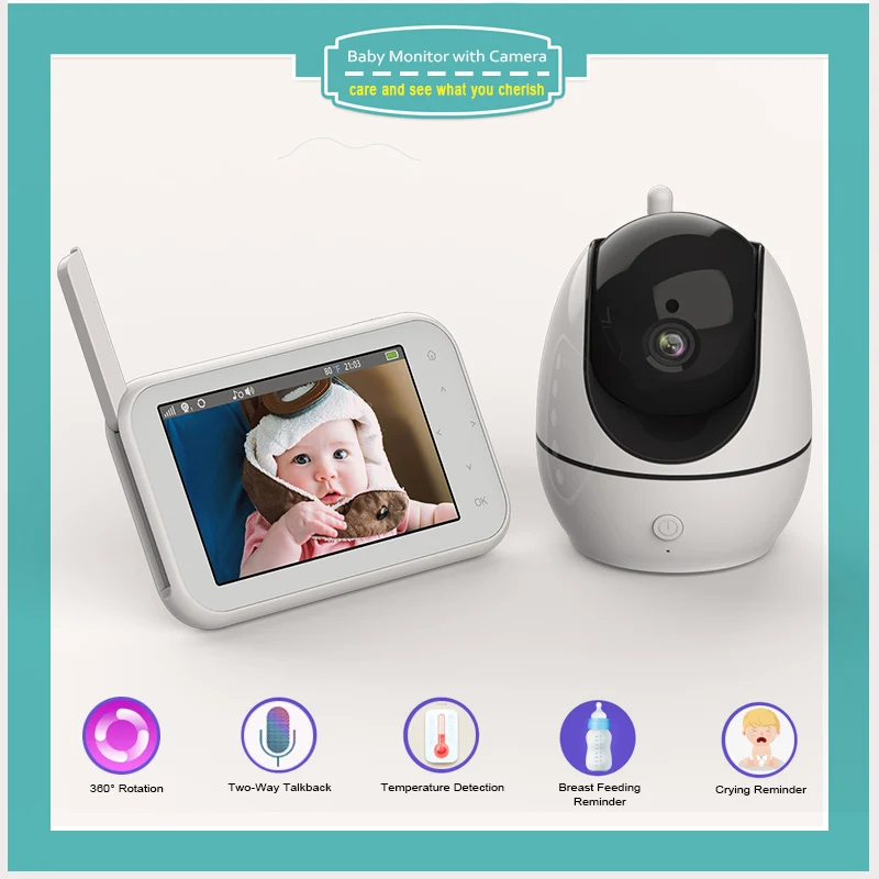 

Baby Monitor with Camera Electronic PTZ Record Nanny Wireless Color Surveillance Sicurity 2 Way Talk Temperature Monitoring