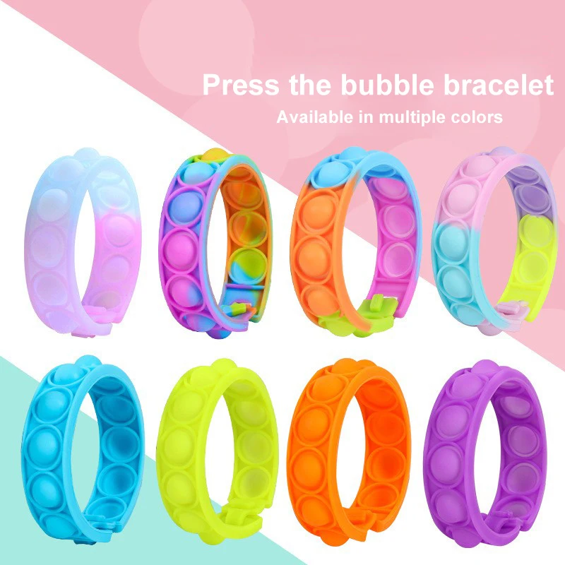 

WEMMICKS New Rat Killing Pioneer Wristband Rainbow Heart-Shaped Silicone Bubble Bracelet Children'S Puzzle Decompression Toys