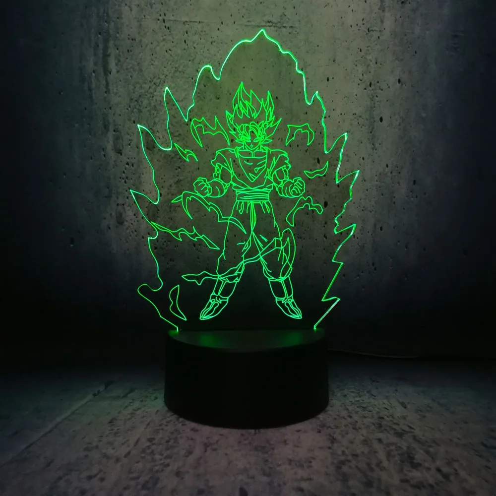 Kakarotto Super Son Goku Dragon Ball 3D настольная лампа Luminaria светодиодный ночник креативный