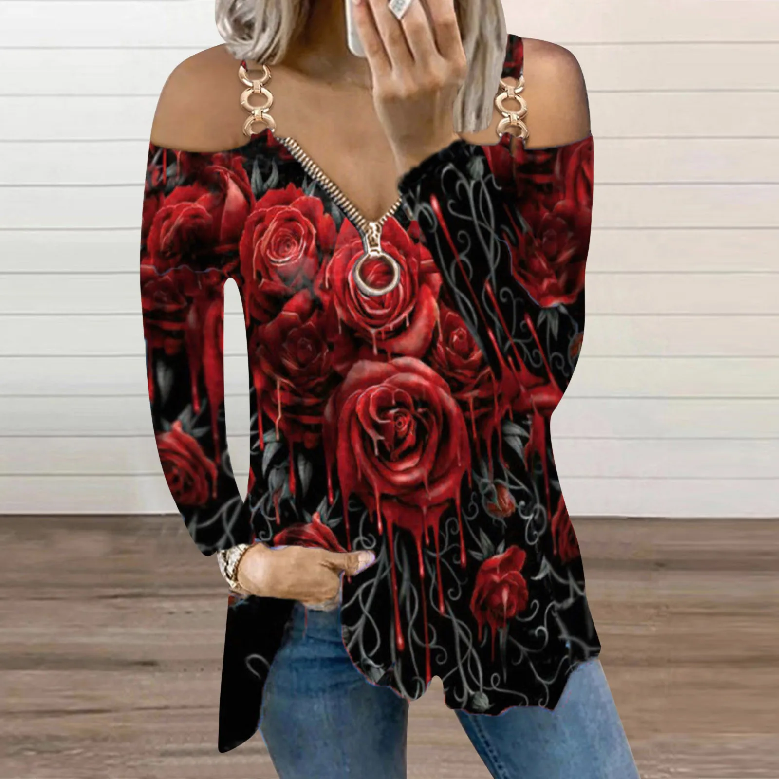 

Женские футболки с принтом, топы с длинным рукавом, повседневные футболки с открытыми плечами, женские футболки, женская одежда, 2022