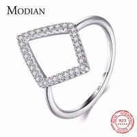 instagram design genuine 925 sterling silver geometric ring fashion cubic zirconia finger for women engagement simple jewelry