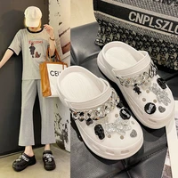 summer women slippers 6cm platform wedges clogs crystal garden shoes outdoor beach sandals quick dry thick indoor home slides 34