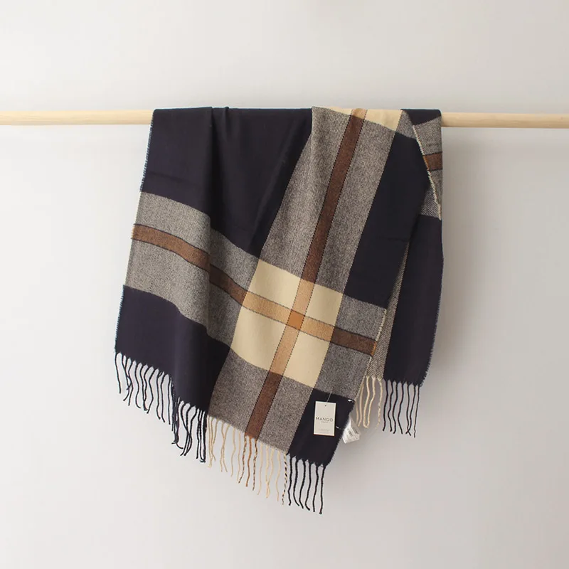 Тартановый плед из искусственного кашемира женские зимние шарфы толстые теплые