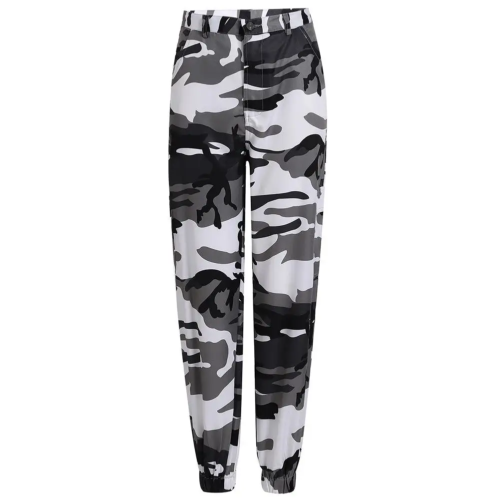 

Women Pants Casual Camouflage Print Elastic Sport Cargo PantsAnkle-Tied Trousers