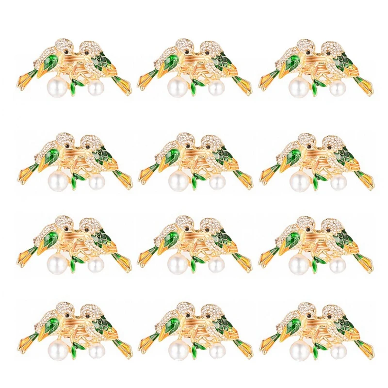 

Gold Magpie Bird Napkin Ring Set of 12 Napkin Buckle for Christmas, Holidays, Wedding, Parties, Dinners Decor