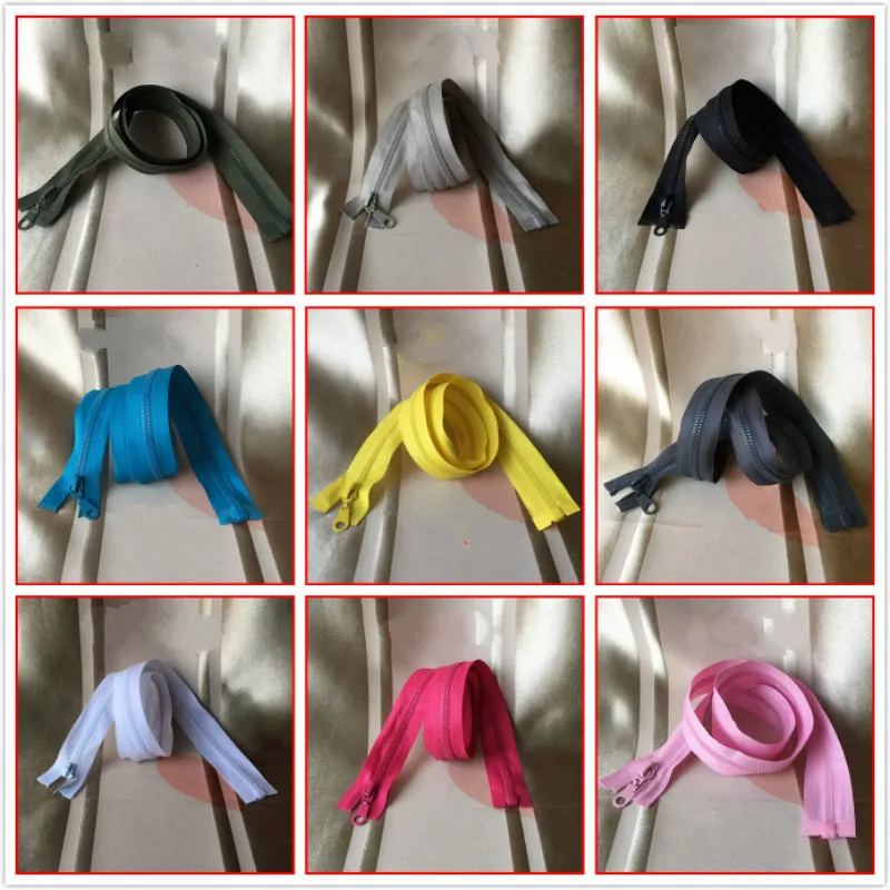 

50 Pcs/lot 5# 70cm 80cm Long Plastic Resin Zipper Single Open End Metal Puller FOR Jacket Instant Repair Sewing Accessories