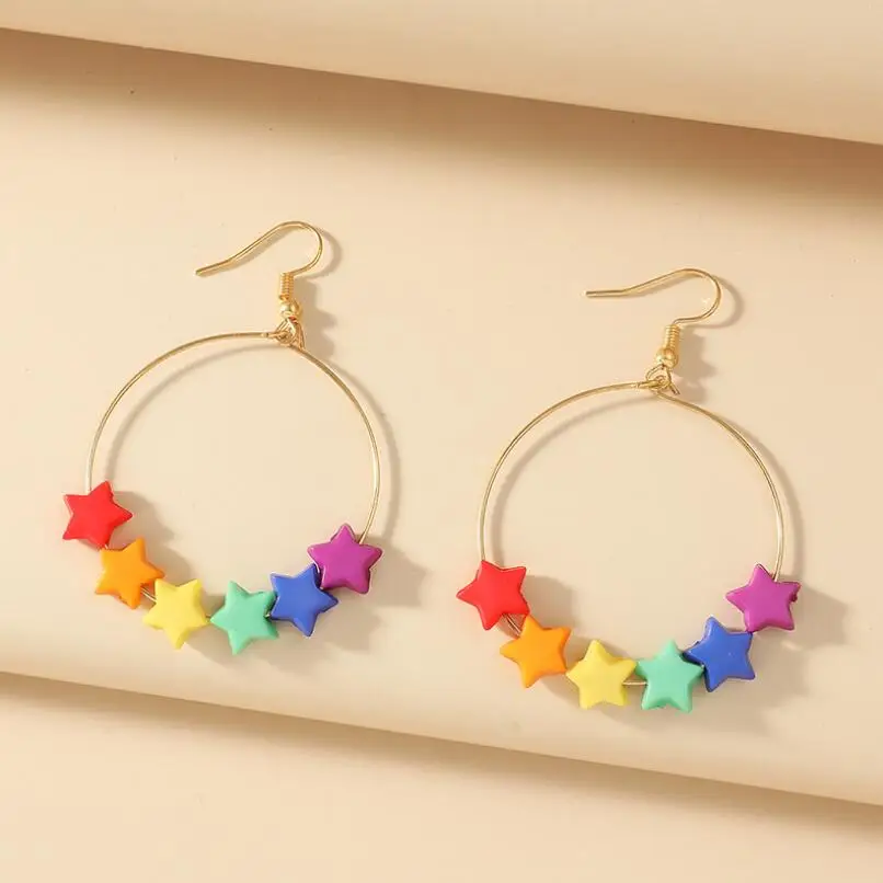 2023 новые модные разноцветные Подвесные серьги в виде звезд для женщин и девочек