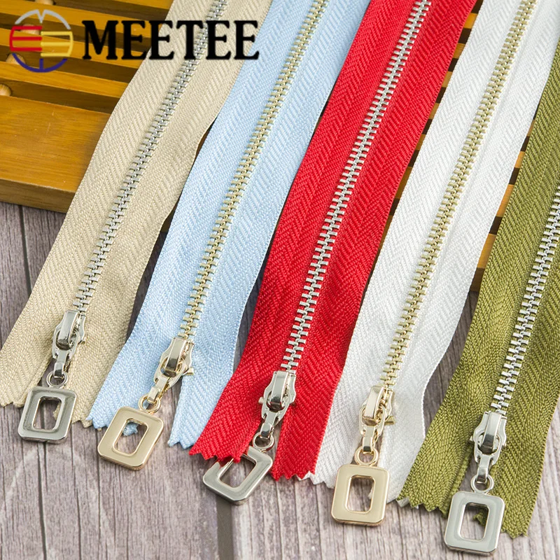 2/5 шт Meetee автоматический замок 3 # Металлические молнии 20 см золотые зубы закрытые