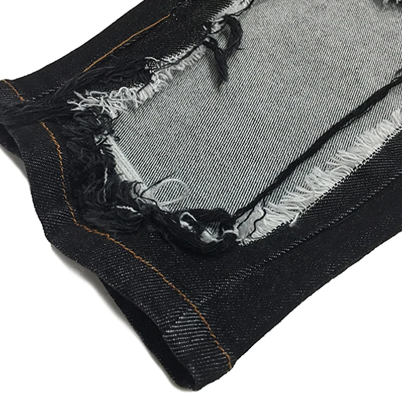 

[EAM] Women Wide Leg Black Burrs Hole Asymmetrical Shorts New High Waist Loose Fit Trousers Fashion Spring Summer 2021 1DD6392