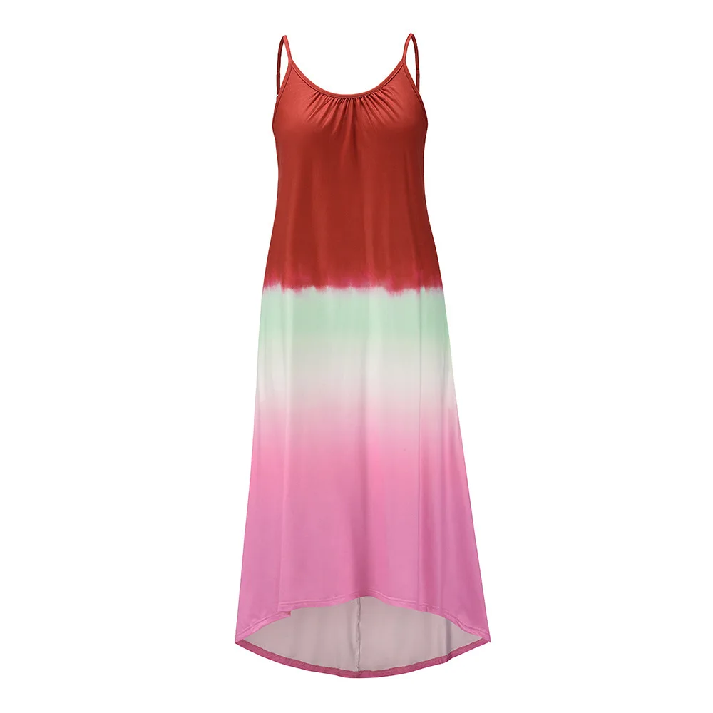 

Yg brand new summer fashion gradient dyed V-neck suspender dress sexy open back holiday dress