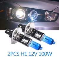 2pcs h1 car head light halogen bulb 12v 100w super white light 6000k headlights lamp halogen bulbs lamps replacements