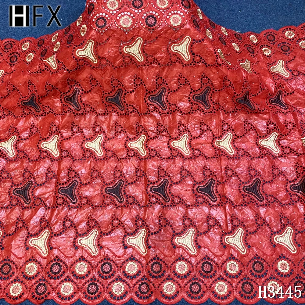 

HFX Bazin Riche 5 Yards Indian African Lace 2020 High Quality Nigeria Embroidery Bazin Brode Cotton Dress African Lace Fabric