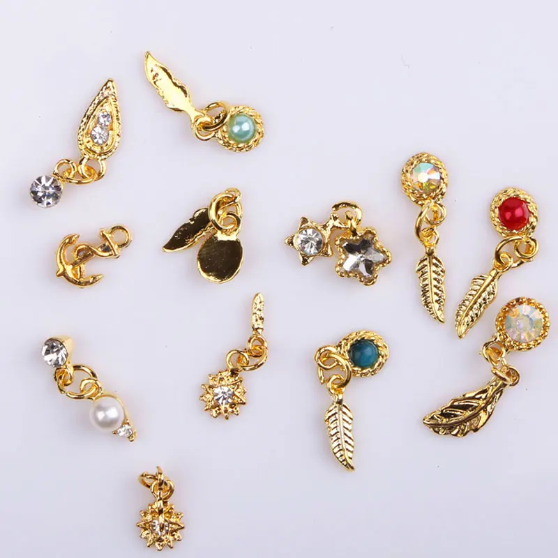 Nail alloy pendant Nail Art Jewelry Metal Accessories Gold Nail Suit