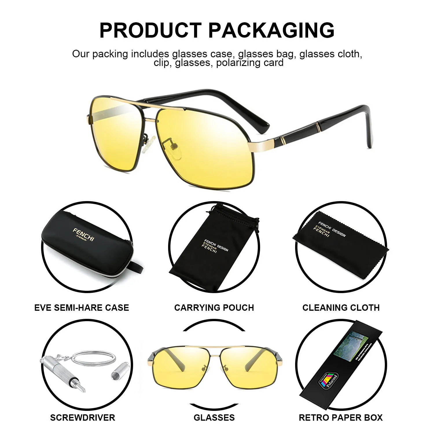 Поляризованные очки ночного видения для мужчин вождения автомобиля с