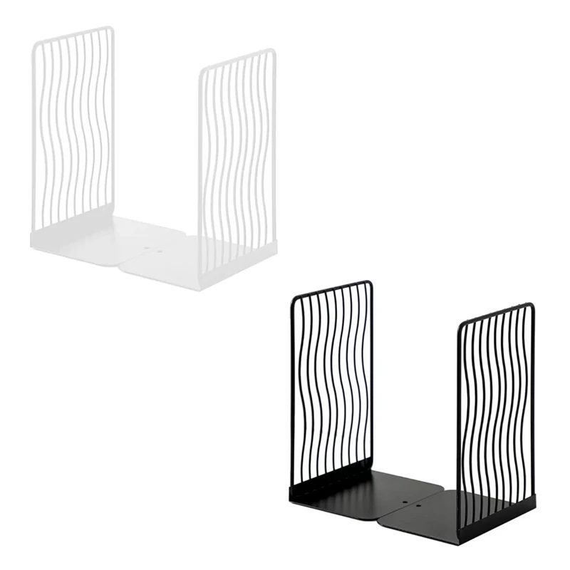 

1 Pair Bookends Book Stand Support Desktop Office Magazine Organizer Rack Shelf Holder