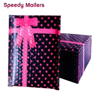 50pcs 4x7 6x9 small black polka dots poly thank you self sealing bubble mailers padded mailing envelopes bowknot design
