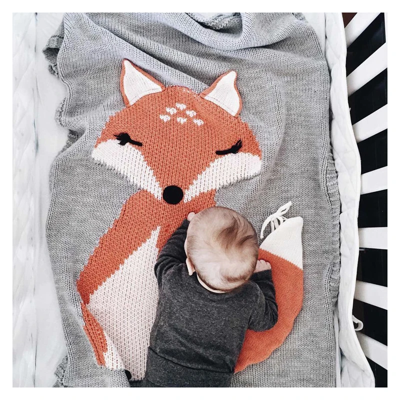 Детские одеяла с лисьими ушами пеленки для новорожденных из муслина вязаные