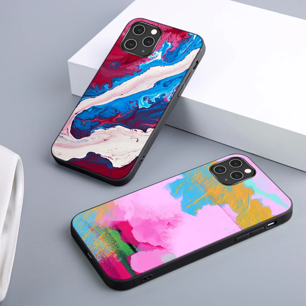 

Color Painting Case For iPhone 12 11 Pro Max Mini Cover for iPhone 11 X XR XS MAX 7 8 6 6S Plus 5S SE 2020 Soft TPU Phone Funda