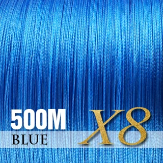 SIECHI PE плетеная леска, многофиламентная, 500 м, 8 нитей, корд, леска для ловли карпа, для морской воды, 20, 30, 40, 50, 60, 80 фунтов - Цвет: Blue-8 Strands