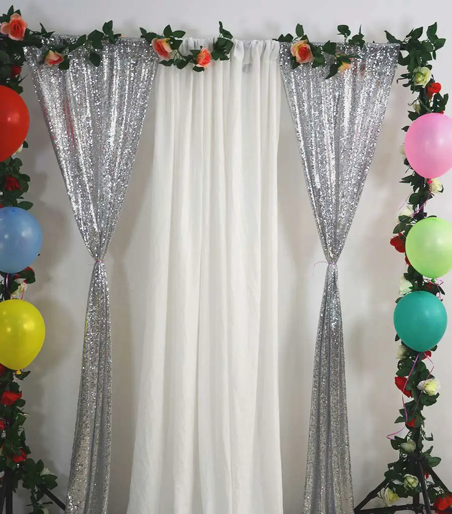 5ftx10ft 150x305cm Серебряный блесток фон декоративный занавес для фотографий вечерние
