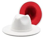 Зимние шляпы для женщин и мужчин, однотонные шляпы с ремешком двух разных цветов внутри, фетровые шляпы с широкими полями, простая белая черная женская шляпа