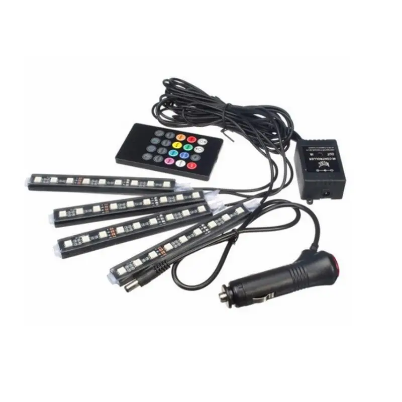4pcs Car RGB LED Strip Light Interior With Remote 12V for Ford 2 focus 3 MK3 Mondeo Kuga Fiesta Buick Excelle | Автомобили и