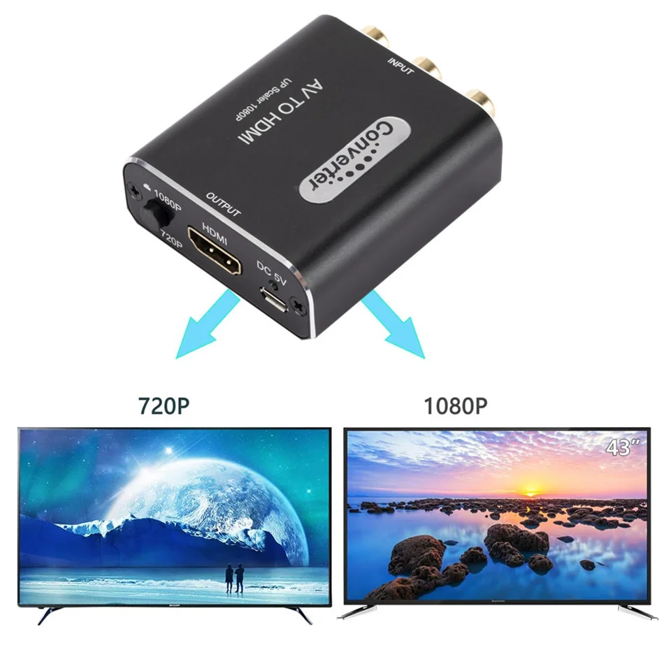 1080P RCA AV к HDMI-композитный конвертер адаптер AV2HDMI для ТВ PS3 PS4 ПК DVD Xbox проектора с