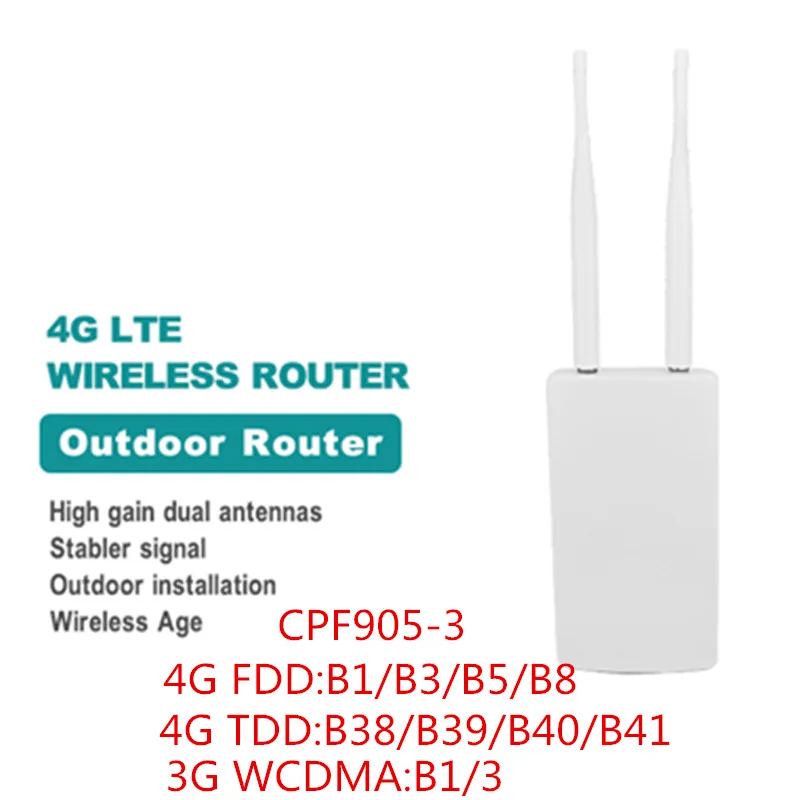 B1B3B5B8B38B39B40B41 KuWFi Водонепроницаемый Открытый 4G CPE Маршрутизатор 150 Мбит / с CAT4 LTE Маршрутизаторы 3G / 4G SIM-карта WiFi-маршрутизатор для IP-камеры / вне зоны покрытия WiFi - Цвет: B1B3B5B8B38B39B40B41
