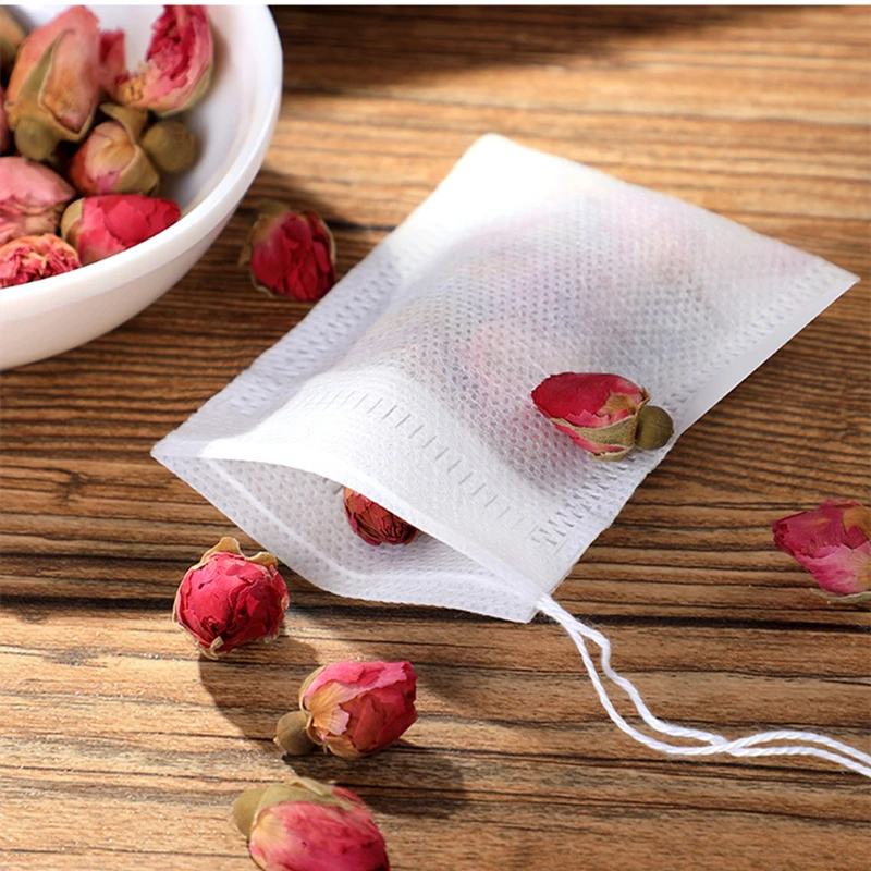 Bolsita de papel de filtro para t&eacute; y caf&eacute;, bolsa de tela no tejida de grado alimenticio, con cord&oacute;n, para hierbas sueltas, 1200 Uds.-2
