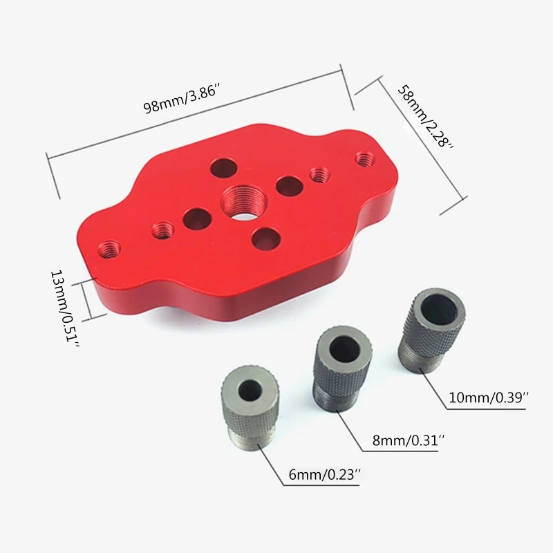 

Aluminum Alloy Drilling Positioner Template Woodwork Straight Hole Guide Locator U50A