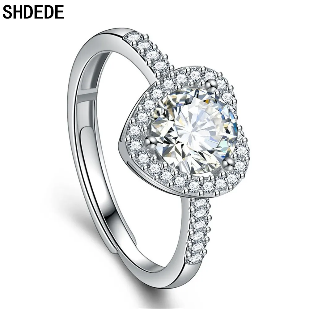 SHDEDE сердце пары обещают кольца украшенные кристаллами от австрийских женщин