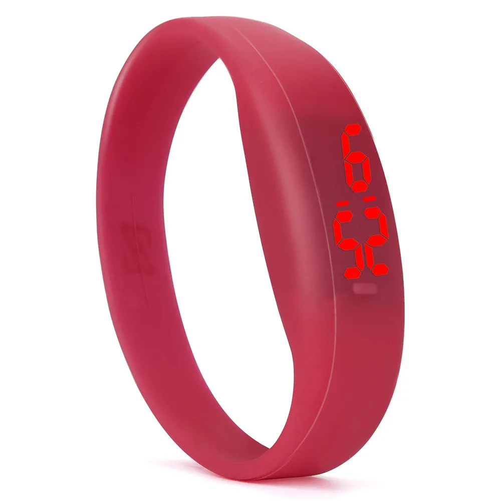 Модные цифровые светодиодные спортивные часы унисекс с силиконовым ремешком