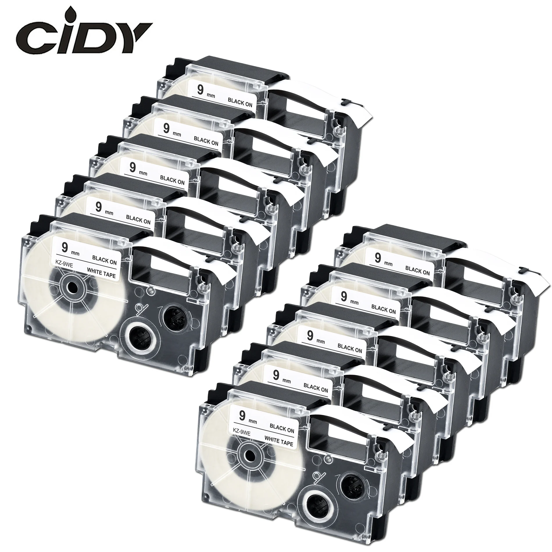 CIDY 10 шт. совместимый XR 9WE XR9WE 9 мм черный на белой ленте картридж XR-9WE для Casio label maker
