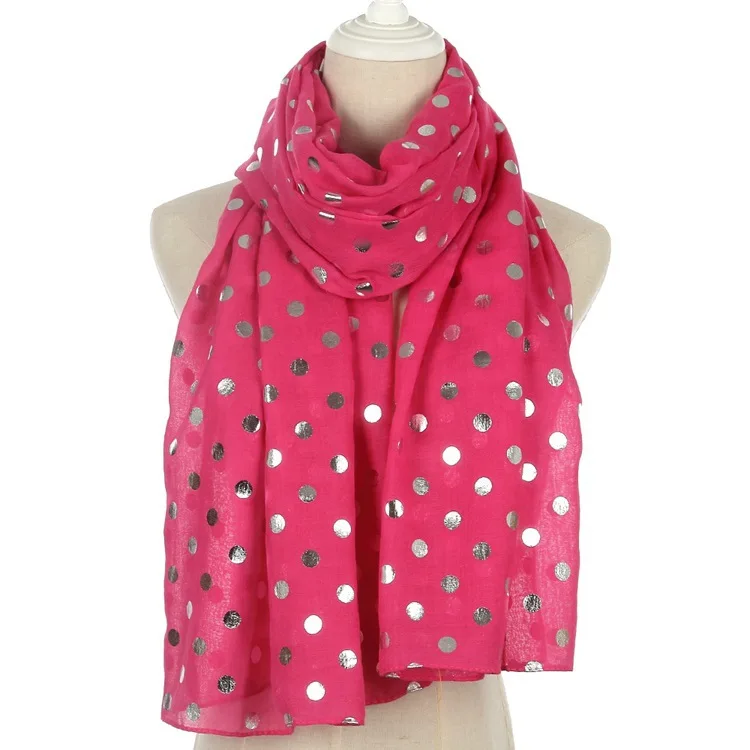 2019 Модный Блестящий шарф в горошек женский желтый розовый красный блестящий