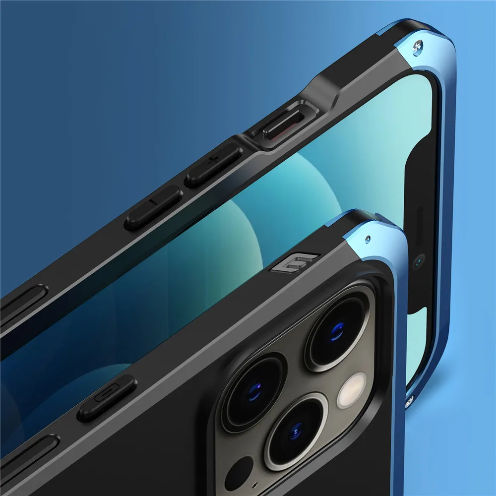 Противоударный металлический бронированный чехол для iPhone 11 12 Pro Max алюминиевый из