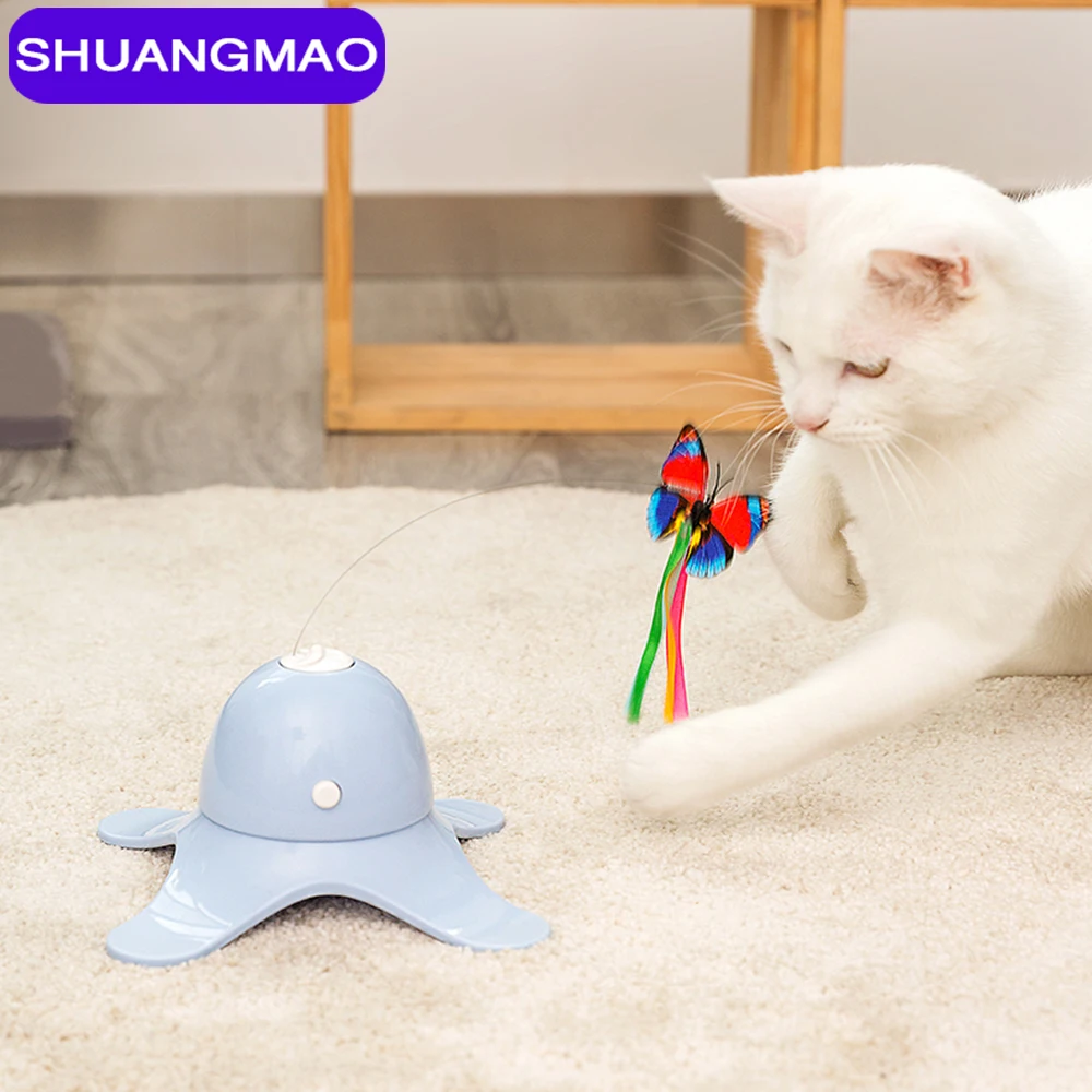 Умная игрушка для кошек красочная бабочка электрическая вращающаяся забавная
