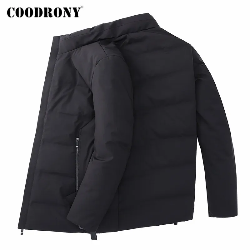Бренд COODRONY, куртка на утином пуху, Мужская одежда, новинка, Осень-зима, толстые теплые куртки, повседневное пальто со стоячим воротником, мужская верхняя одежда 98032