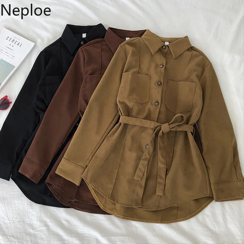 Neploe отложной воротник один нагрудный карман блузка осень весна 2020 новинка тонкая