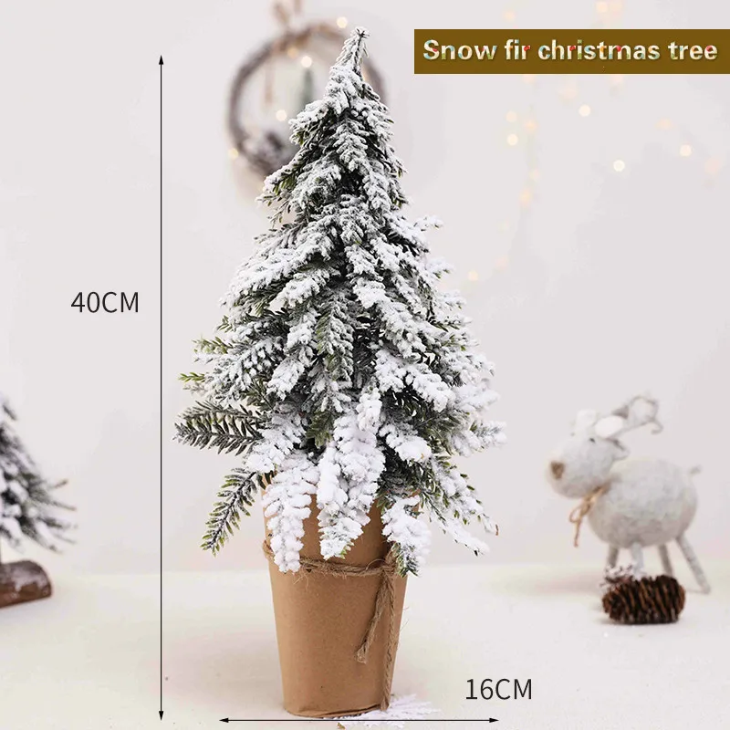 40CM Снежная ель, искусственная Рождественская елка, украшение для дома, настольный орнамент, Рождественское украшение на окно торгового центра, Снежная ель, Декор, мини-дерево - Цвет: 40CM