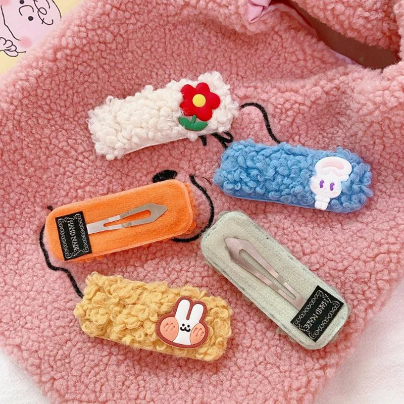 INS карамельный цвет цветок плюшевый bb Клип ins чистая красная девушка челка клип