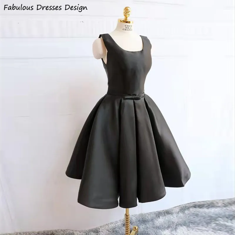 

Black Mini Short Bridesmaid Dresses A Line Backless Bowknot Scoop Neck Wedding Party Dress For Women 2022 Prom Gowns