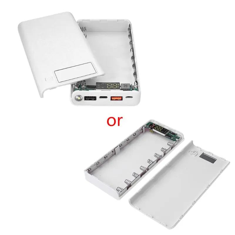 QC 3 0 Dual USB + Type C PD 8x18650 аккумулятор DIY Power Bank Box светодиодное быстрое зарядное