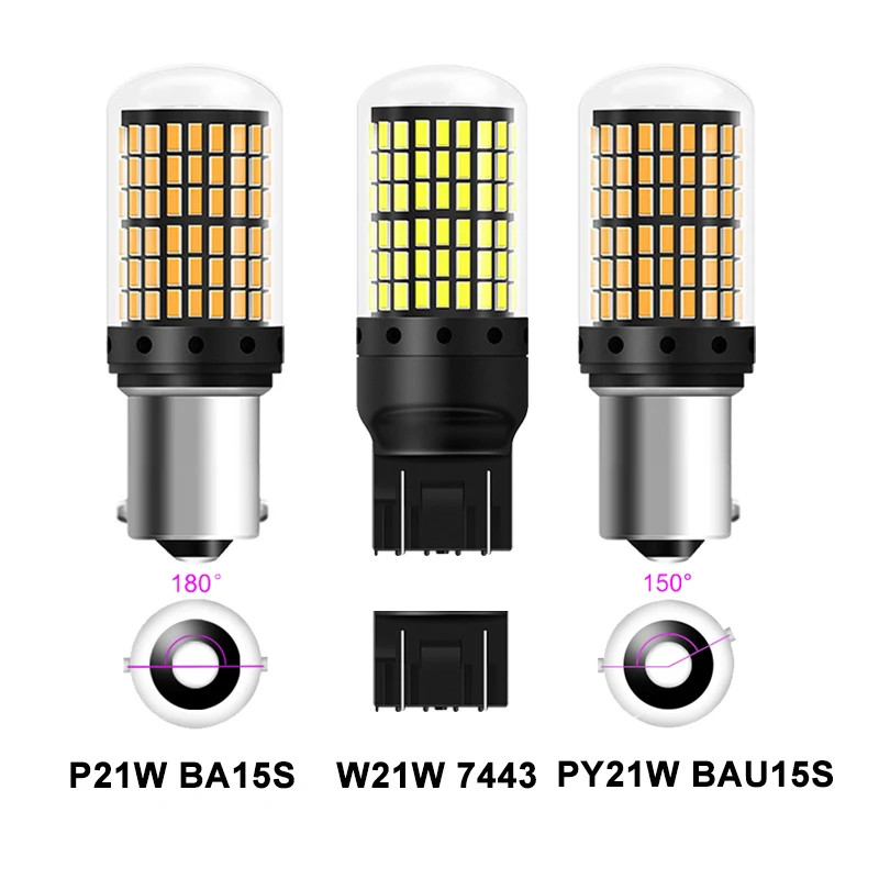 Автомобильная светодиодная лампа P21W PY21W Ba15s 1156 Bau15s T20 WY21W W21W 7443