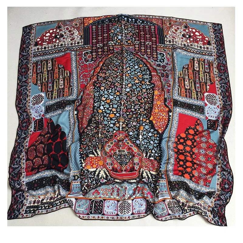 

Bohemia Floral Print Large Squre Blanket Scarf Shawl for Women Autumn Winter Warm Scarves Wraps Cape 132*132cm