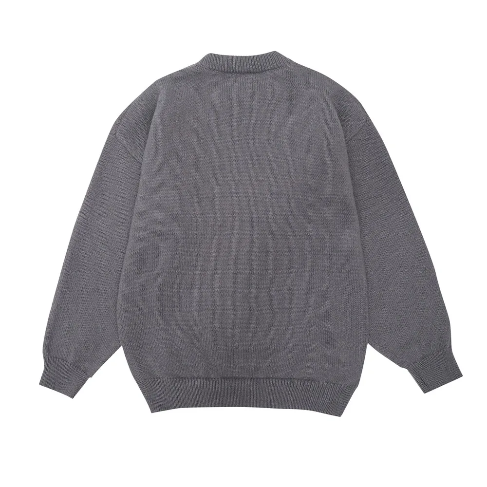 

SEVEYFAN Men's Retro Cartoon Crocodile Embroidery Sweater Loose O Neck Pullover Knitwear for Couples