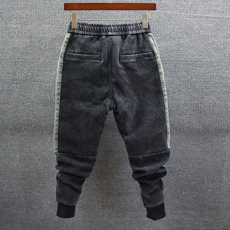 Мужские джинсовые джоггеры Idopy с карманами уличный стиль эластичная талия шнурок