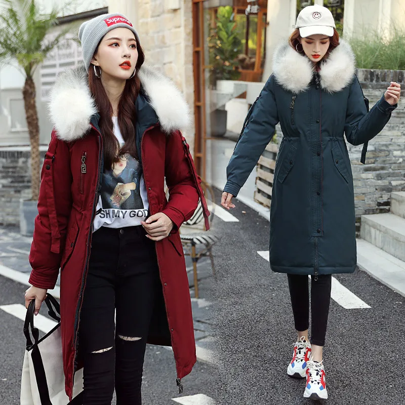 Женская парка с имитацией кроличьего меха хлопковое пальто капюшоном Женское